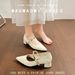 Sheepskin French-style Pointed-toe Chunky Heel Women's Shoes 2025 Spring/autumn With Metal Strap, Shallow Mary Jane_vogvips.com