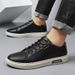 Leather Board Shoes Men's Casual Board Shoes Comfortable Work Casual Shoes Lace-up Casual Men's Shoes_vogvips.com