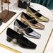 5288-K86 Style Banquet Women's Shoes With Thick Heel, Shallow Mouth, Square Toe, Rhinestone Buckle, Straight Strap,_vogvips.com