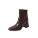 Winter High Heeled Fashion Boots for Women Slim Fit Retro Chunky Heel Square Toe Martin Boots Style New_vogvips.com