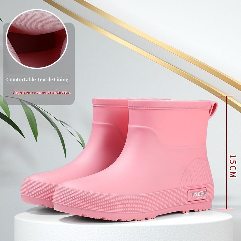 Voyage 2025 Cross-Border Fashion Mid-Calf New Women's Waterproof Trendy Non-Slip Outdoor PVC Fleece-Lined Rain Boots For Women_vogvips.com