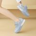 Cameido Women's Casual Sports Shoes With Blue Pigskin Drop - Molding Fabric 3.5CM Round - Toe Adhesive - Soled_vogvips.com
