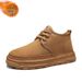 Men's Winter Snow Boots With Fleece Lining - Thick & Warm Round Toe Slip-On Boots For Cold Weather, Non-Slip PVC Sole (Black/Chestnut/Licorice)_vogvips.com