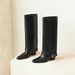 Cameido In The Winter Of 2025, Belt Buckle High Trouser Boots, Chunky Long Boots, Women's Knee-Length Pointed Mid-Heel Riding Boots_vogvips.com