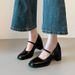 Leather Version~Silent Soft-soled Chunky Heel Versatile Commuting Women's Soft Leather Retro Mary Jane Shoes With_vogvips.com