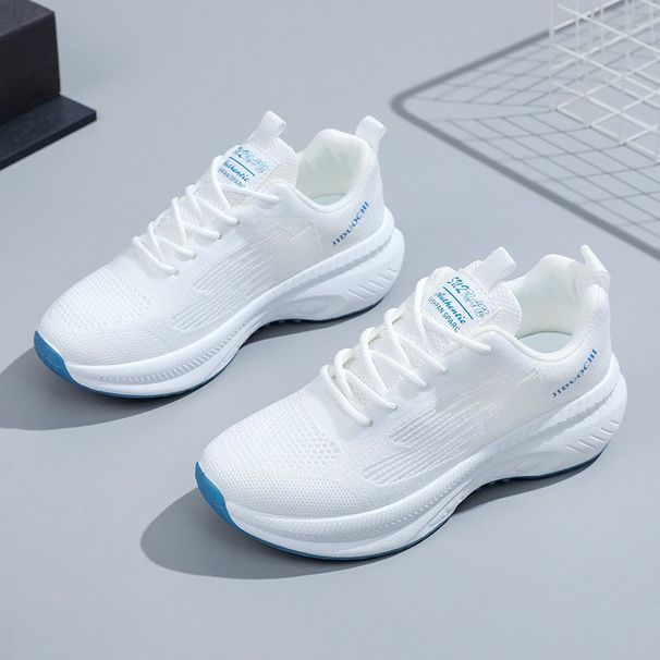 Women's Single White Foreign Trade Flyknit Running Fashion Spring New Breathable Casual Sports Shoes For Women_vogvips.com