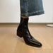 Pointed Toe Women Ankle Boots Fashion Thick Heel Slimming Short Booties Autumn Winter Soft Leather Female Shoes_vogvips.com