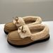 Autumn And Winter Warm Furry Bag And Bow Decoration Women's Cotton Shoes_vogvips.com