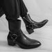 Men's Leather New Cross-border Chelsea Pointed-toe European And American Style Unique Buckle Martin Boots, Men's Trendy_vogvips.com