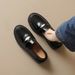 Thick-soled Gold Coin Loafers Women's British Style Black Small Leather Shoes Shallow Mouth Round Head Single Shoes Women_vogvips.com