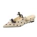 599-18 French-style Niche Bow-tie Closed-toe Slip-on With Polka Dots Wedge Heels, Comfortable And Versatile Women's_vogvips.com