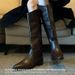 Cowhide Version~V-Mouth Rivet Pointed Toe Western Cowboy Over-the-Knee Heel Long Women's High Tube Riding Boots_vogvips.com