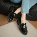 Round Head Buckle Loafers Platform Thick Heel Small Leather Shoes_vogvips.com