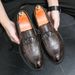 New Fashion Men's Brown Business Casual Loafer Shoes Daily Office Black Buckle Monk Men's Shoes One Foot Cover Banquet Dress Wedding Leather Shoes_vogvips.com