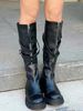Designer Over-the-knee Long Boots, Women's Martin Boots, Belt Buckle, Thick-soled Motorcycle Riding Boots, High-top Fashion Boots._vogvips.com