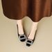 Cameido Women's Square Toe Rhinestone Buckle Chunky Heel Pumps Spring Loafers Slip On Commuting Shoes_vogvips.com