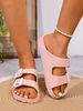 Women's Youth Mules New Summer Retro Casual Slip-On Shoes Eva One-Piece Double-Strap Half-Slip Flat Slippers With Adjustable Buckle_vogvips.com