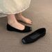 Retro Flat Shallow Single Shoes, Gentle And Suitable For Pairing With Skirts, 2025 Autumn New Style, Square Toe, Soft_vogvips.com