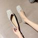 Pointed Single Shoes Women's Flat Bottom Shallow Mouth One Pedal Doudou Shoes Soft Sole Rhinestone Ladyshoes Women_vogvips.com