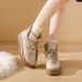 Fleece High-top Lace-up Cotton Boots Female Students Tide Warm Casual Cotton Shoes_vogvips.com