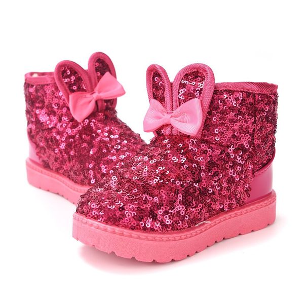 Kids Winter Boots With Sparkly Sequins – Warm & Stylish Snow Boots For Girls (Sizes 21-38, Black/Pink/Rose)_vogvips.com