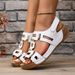 Cross-border Roman Sandals, Large Size Solid Color For Women, 2025 New Model, Open-toe Wedge Heel, Fashionable Buckle_vogvips.com