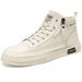 Autumn New Breathable High Top Men's Versatile White Anti Slip Sports Casual Board Shoes, Trendy Shoes_vogvips.com