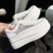 Women's Sneakers With 8CM Hidden Heel, Platform Thick Sole, 2026 Spring Genuine Leather Versatile Breathable Mesh White_vogvips.com