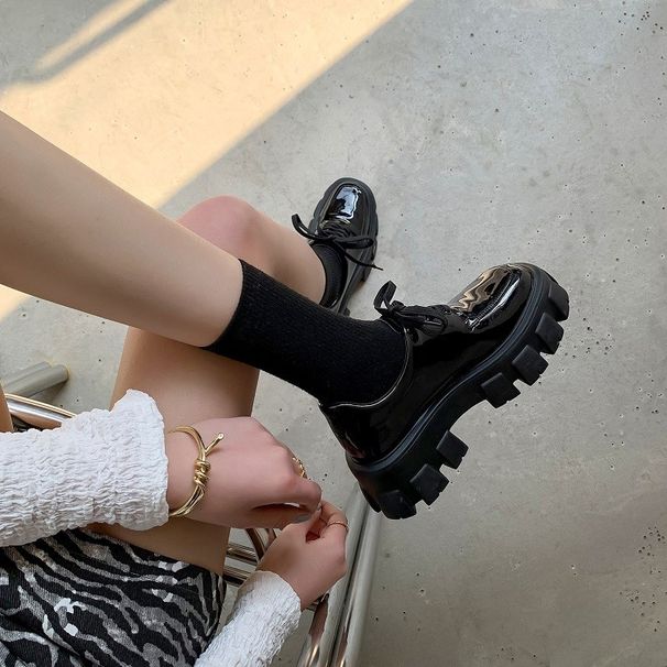 Thick Soled Sponge Cake Liu Wen's Same Height Increasing Small Shoes, Women's 2025 Autumn New Item, British Style Patent_vogvips.com