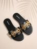 Women's Fashionable Round Toe Flat Sandals Slippers With Bow Buckle Versatile Solid Color Decoration_vogvips.com