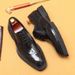 First layer cowhide business casual men's shoes British style carved brogue square toe double bottom foreign trade formal wear bright leather shoes_vogvips.com