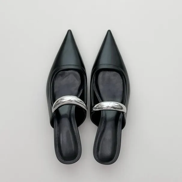 Black High-heeled For Women 2024 New Style Toe With Pointed Tips Womens Shoes Sandals Zapatos De Mujer_vogvips.com