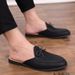 Unbeatable Quality New2025 Summer New Men's Baotou Tassel Half Back Air Cool Slippers, Size 46, Overwear Single Shoes, Flat Shoes_vogvips.com