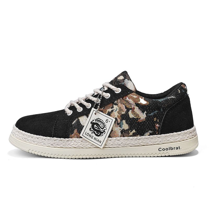 Men's Color Block Flat Low Top Sneakers Breathable Lightweight Casual Vintage Retro Versatile Sport Shoes For Daily Walking_vogvips.com