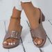 Women's Shoes High Heeled Fish Mouth Slippers For Women Summer Large Size Thick Heeled Square Buckle One Line Slippers_vogvips.com
