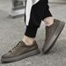 Men's Round Head Flat Bottom Cowhide Casual Board Shoes Flat Heel Board Shoes Light Mouth White Polished Men's Shoes_vogvips.com