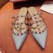 High-end Cross-border Foreign Trade Women's V-style Pointed-toe Studded Flat Mules For Outdoor Wear_vogvips.com