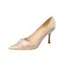 2025 Autumn New Style Pointed-Toe Pearl Satin Wedding High Heels, Stiletto Heel, Wide And Plus Size Women's Shoes_vogvips.com
