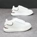 Autumn 2025 Korean Style Thick Soled White Sneakers for Men Versatile Breathable Low Top Casual Shoes Trendy Couple Footwear_vogvips.com