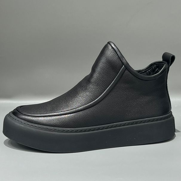 Cowhide Fleece Lined Warm Genuine Leather High-top Martin Autumn New Work Men's Casual Ankle Boots_vogvips.com