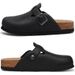 Kidmi Unisex Vegan Leather Clogs Womens Mens Cork Footbed Mules Slip On Potato Shoes With Arch Support_vogvips.com
