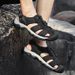 Men's Summer Breathable Leather Sandals, Outdoor Hollow Toe Casual Water Shoes_vogvips.com