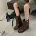 Augu Shiden Brown Short For Women 2025 New Autumn Western Cowboy British Style Martin Thick Sole Slouch Boots_vogvips.com