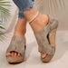 Women's Plus Size Wedge Sandals Summer Cross-Over Studded Platform One Strap Sandals Wish_vogvips.com