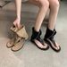 Women's Round Toe Flat Shoes Spring New Genuine Leather Comfortable Versatile Front Zipper Thong Roman Sandals_vogvips.com