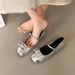 Silver Light Mouth Ballet Flat Shoes Women's Skirt French Round Head Mary Jane Shoes_vogvips.com