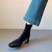 Mary Jane French Ankle Boots New 2025 Autumn/Winter One-foot Martin Boots, Elastic And Elegant, Square Head, Square Heel, Slim Boots_vogvips.com
