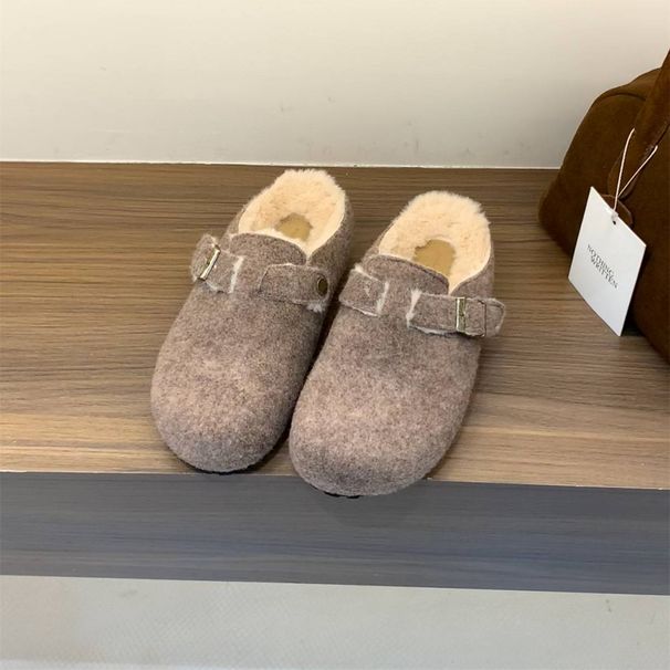 Luxury Faux Fur-Lined Clogs – Cozy Winter Slippers With Non-Slip Sole (Plush Fleece Interior, Neutral Tones, Indoor/Outdoor Wear)_vogvips.com