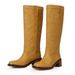 Wide Calf Boots Women's Knee High Boots Square Toe Chunky Block Heel Long Boots Pull On Riding Boots Knight Boots_vogvips.com