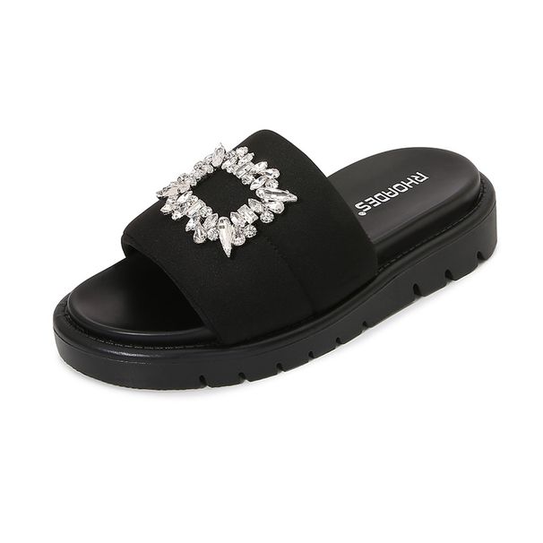 New Style Flat Bottom Fashionable Sandals For Women Diamond Buckle Lightweight Shoes Style Stepping Shit Shoes Shipping_vogvips.com